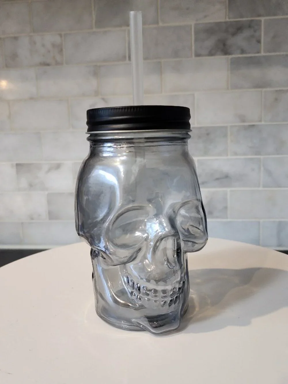 Glass Skull Mason Jar Tumbler